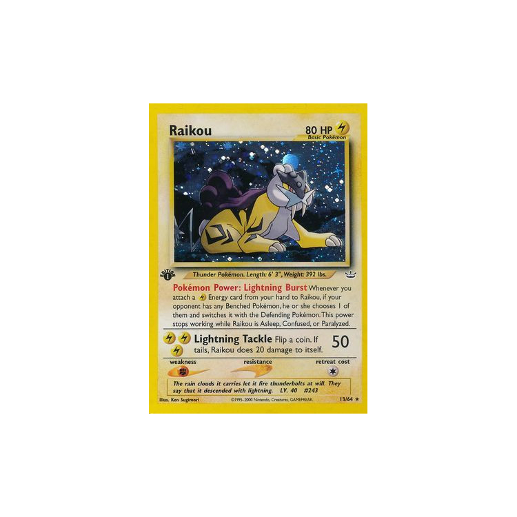 Raikou Holo St Edition Pokemon Big Orbit Cards