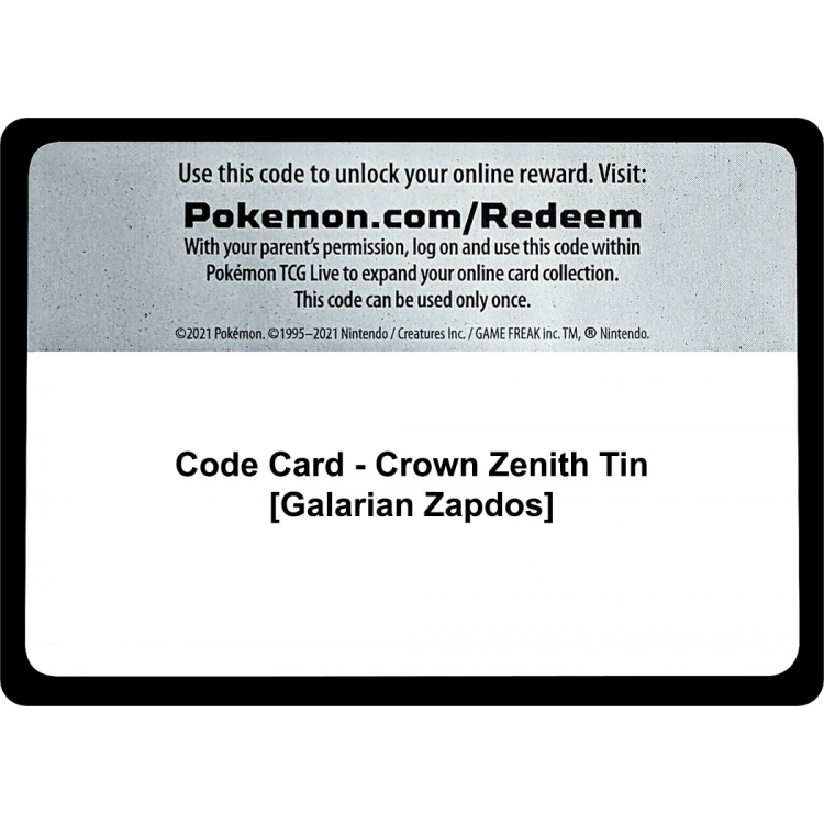  Pokemon TCG: Crown Zenith Tin – Galarian Zapdos (1