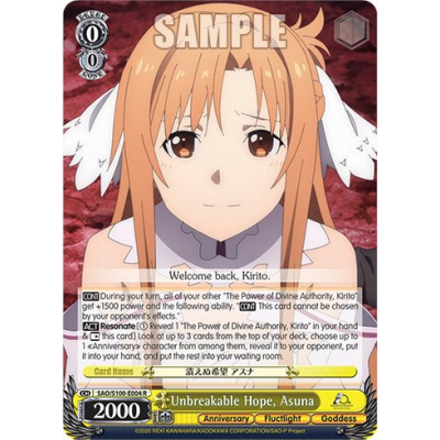 Unbreakable Hope, Asuna - Weiss Schwarz - Big Orbit Cards Unbreakable Hope, Asuna - Weiss Schwarz - Big Orbit Cards