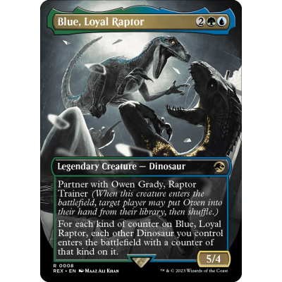 Blue, Loyal Raptor (Borderless) (Foil) - Big Orbit Cards Blue, Loyal Raptor (Borderless) (Foil) - Big Orbit Cards